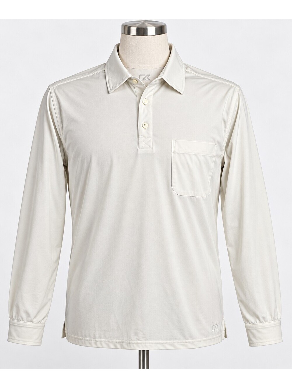 Cutter & Buck Men's Long Sleeve White Polo Shirt CB DryTec L